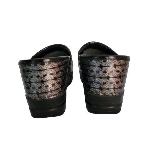Dansko Patent Leather Clogs Metallic Silver & Black Mules Slip-Ons Size 38 - Picture 4 of 10